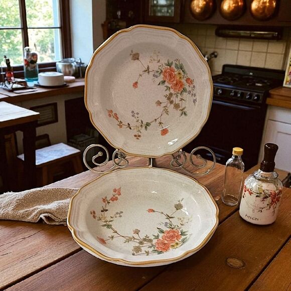 2 Mikasa Garden Club Silk Bouquet Bowls Soup Cereal Stoneware Vintage Cottage - Picture 12 of 16